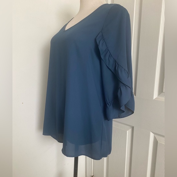 Joseph Ribkoff Nightfall Ruffled Tulip Sleeve Top - Picture 10 of 12